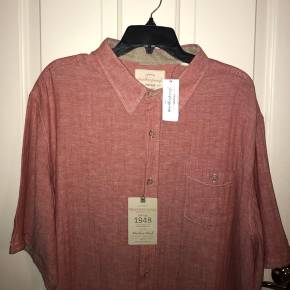 NWT WEATHERPROOF Linen Button Down Short Sleeve Shirt - Picture 2 of 7